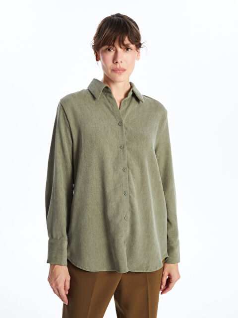 LCWAIKIKI Classic Dokulu Kadife Kadın Gömlek - W4IT83Z8-YPF