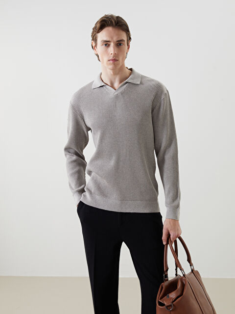 LCW Vision Polo Yaka Uzun Kollu Erkek Triko Kazak - W4IU53Z8-L8T