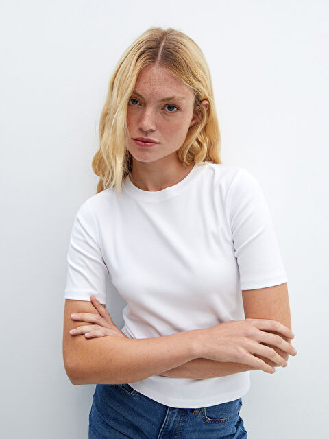 LCW Vision Bisiklet Yaka Kadın Tişört - W4IU66Z8-Q6K