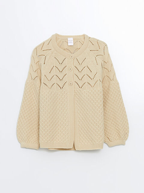 LCW Kids Bisiklet Yaka Triko Kız Çocuk Hırka - W4IV20Z1-EYM