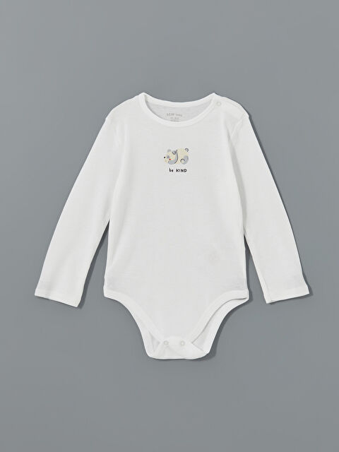 LCW baby Bisiklet Yaka Uzun Kollu Baskılı Erkek Bebek Çıtçıtlı Body - W4IV44Z1-FDU