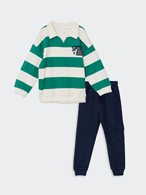 LCW Kids Çizgili Erkek Çocuk Sweatshirt ve Pantolon 2'li - W4IY86Z1-LQA