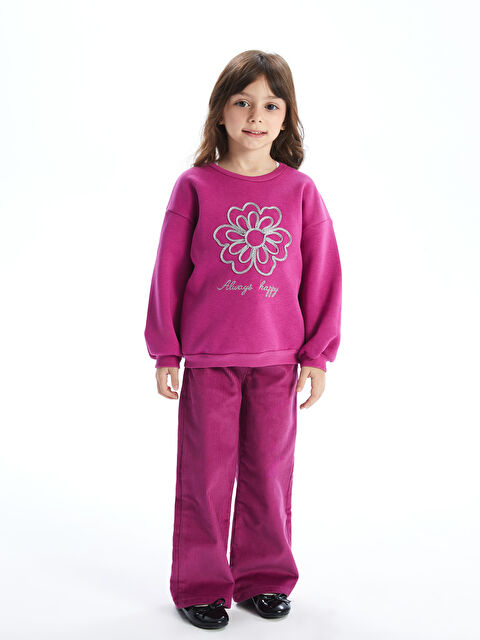 LCW Kids Beli Lastikli Kız Çocuk Kadife Pantolon - W4J025Z1-GZ7