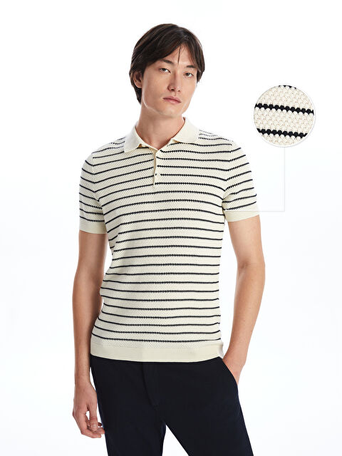 SOUTHBLUE Polo Yaka Kısa Kollu Çizgili Erkek Triko Kazak - W4J078Z8-SZ5