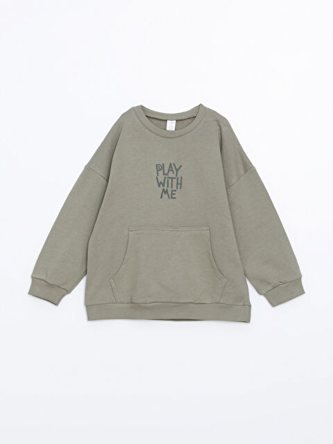 LCW Kids Bisiklet Yaka Uzun Kollu Baskılı Erkek Çocuk Sweatshirt - W4J113Z1-GWK