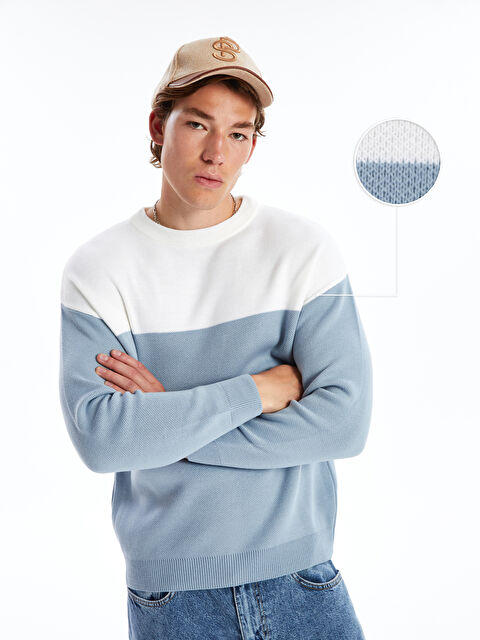 XSIDE Bisiklet Yaka Uzun Kollu Renk Bloklu Erkek Triko Kazak - W4J119Z8-J0L