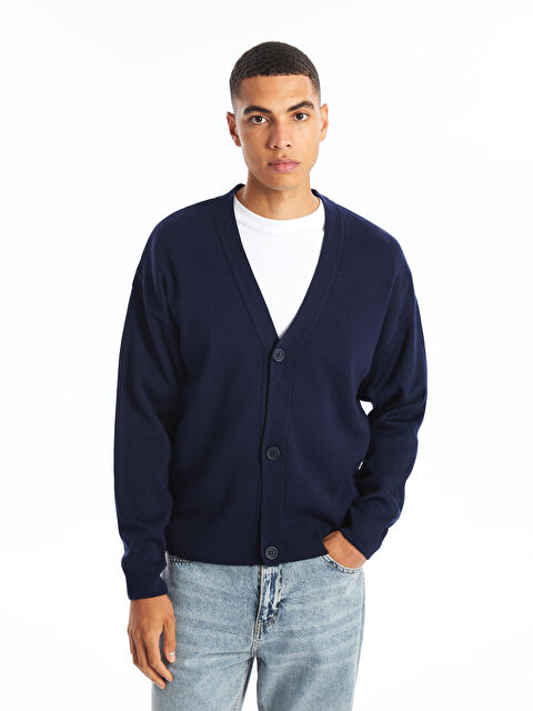 XSIDE Rahat Kalıp V Yaka Erkek Triko Hırka - W4J131Z8-Q6Z