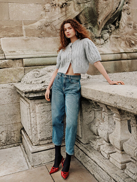 LCW Vision Kurdele Detaylı Balon Kollu Prenses Kazak - W4J158Z8-FUB