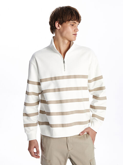 XSIDE Dik Yaka Uzun Kollu Erkek Kalın Kalın Sweatshirt - W4J166Z8-LQB