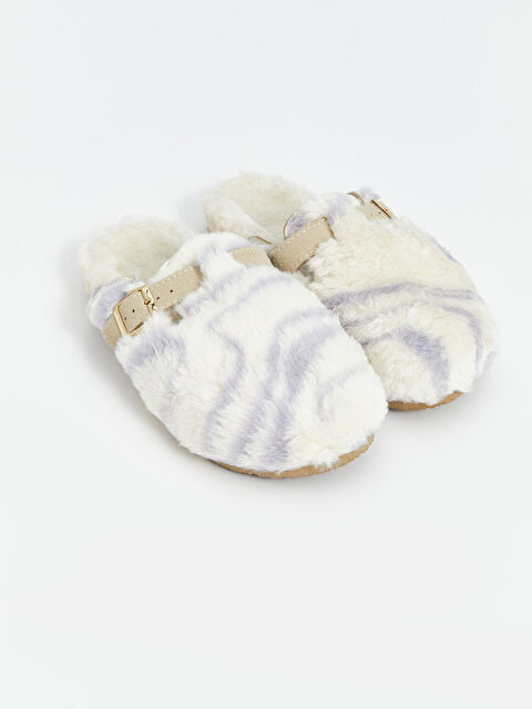 LCW STEPS Kadın Desenli Pelüş Ev Terliği - W4J178Z8-FDJ