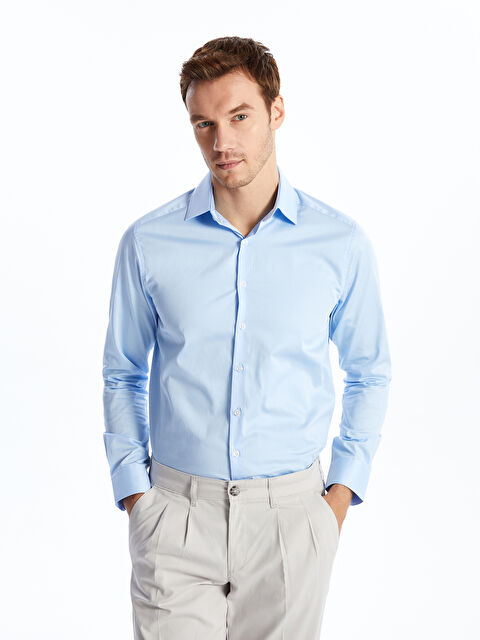 LCW BUSINESS Slim Fit Uzun Kollu Erkek Gömlek - W4J180Z8-CU5