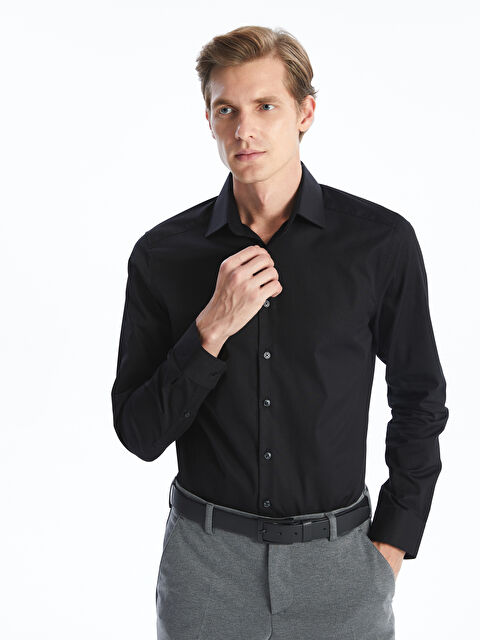 LCW BUSINESS Slim Fit Uzun Kollu Gabardin Erkek Gömlek - W4J181Z8-RQL