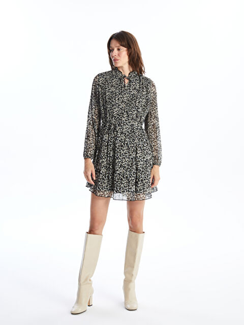 LCWAIKIKI Classic Bağlamalı Yaka Desenli Elbise - W4J187Z8-LQJ