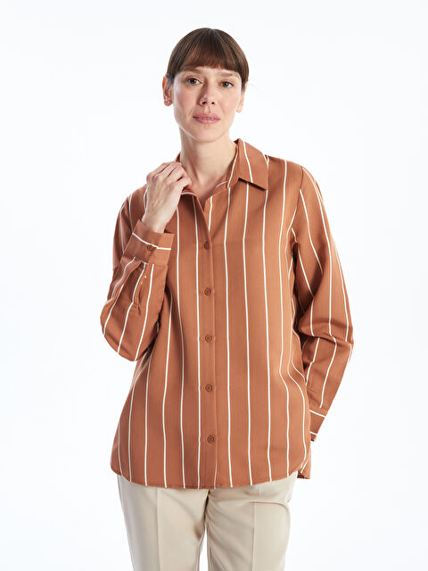 LCWAIKIKI Classic Çizgili Kadın Gömlek - W4J257Z8-ELZ