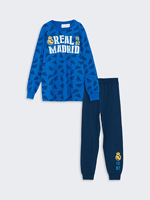 LCW Kids Bisiklet Yaka Real Madrid Baskılı Erkek Çocuk Pijama Takımı - W4J325Z4-LQR