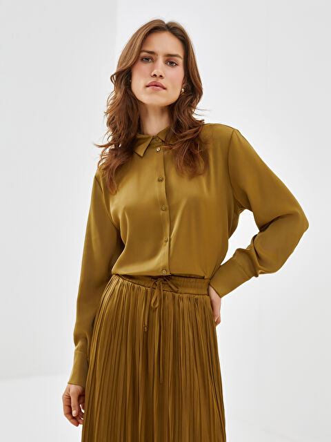 LCWAIKIKI Classic Saten Kadın Gömlek - W4J370Z8-SL0