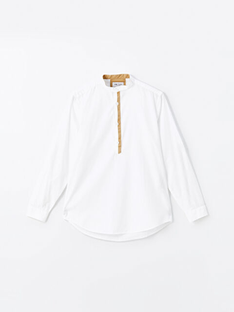 LCW Vision Slim Fit Grandad Collar Long Sleeve Men's Shirt - W4J374Z8-Q6K