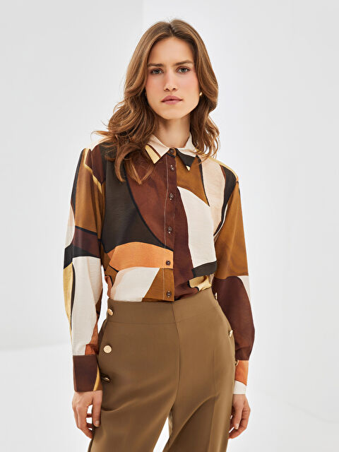 LCWAIKIKI Classic Desenli Kadın Gömlek - W4J377Z8-LRR