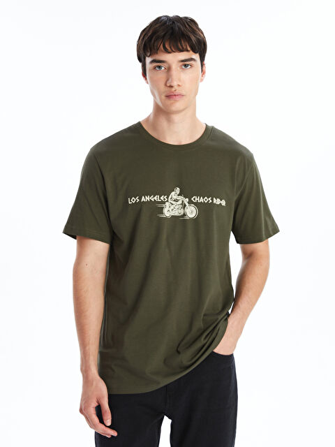 XSIDE Bisiklet Yaka Kısa Kollu Baskılı Penye Erkek Tişört - W4J419Z8-MGL