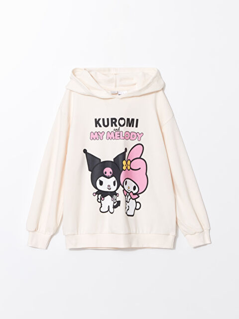 LCW Kids Kapüşonlu Kuromi Baskılı Kız Çocuk Sweatshirt - W4J666Z4-FDW