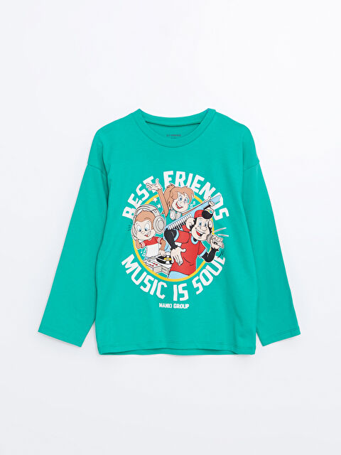 LCW Kids Nostaljik Maymun Baskılı Uzun Kollu Erkek Bebek Tişört - W4J673Z1-GHD