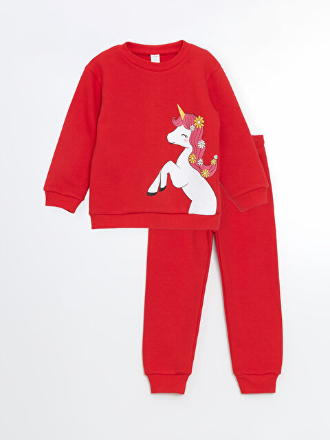 LCW Kids Bisiklet Yaka Baskılı Kız Bebek Eşofman Takım - W4J788Z1-E9U