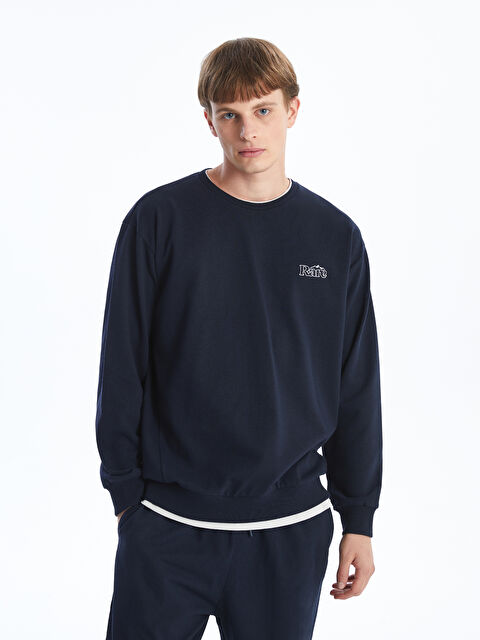 LCW ECO Bisiklet Yaka Uzun Kollu Baskılı Erkek Sweatshirt - W4J826Z8-CRP