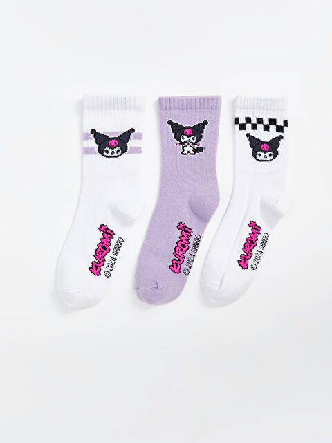 LCW Kids Kuromi Desenli Kız Çocuk Soket Çorap 3'lü