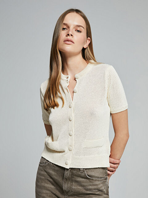 LCW Vision Bisiklet Yaka Ajurlu Kadın Triko Hırka - W4J964Z8-R9J