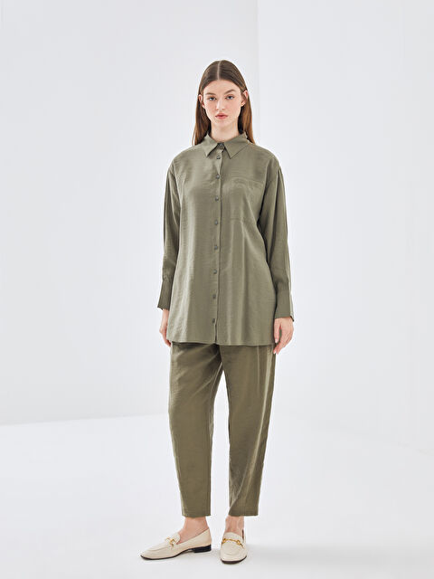 LCW Modest Kadın Beli Lastikli Düz Pantolon - W4JA18Z8-CRR