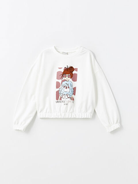 LCW ECO Bisiklet Yaka Kız Çocuk Sweatshirt - W4JA49Z4-J5E