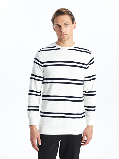 SOUTHBLUE Bisiklet Yaka Uzun Kollu Çizgili Erkek Sweatshirt - W4JA57Z8-R9J