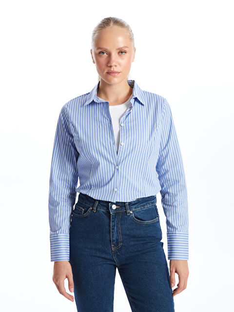 XSIDE Çizgili Poplin Kadın Gömlek - W4JA84Z8-LEN