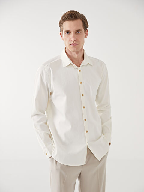 LCW ECO Slim Fit Uzun Kollu Gabardin Erkek Gömlek - W4JB00Z8-V9H