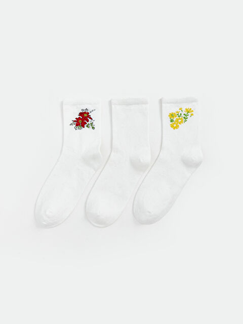 LCW ECO Çiçekli Kadın Soket Çorap 3'lü - W4JB43Z8-J5E