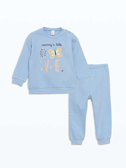 LCW ECO Bisiklet Yaka Baskılı Kız Bebek Eşofman Takım - W4JB75Z1-R5P