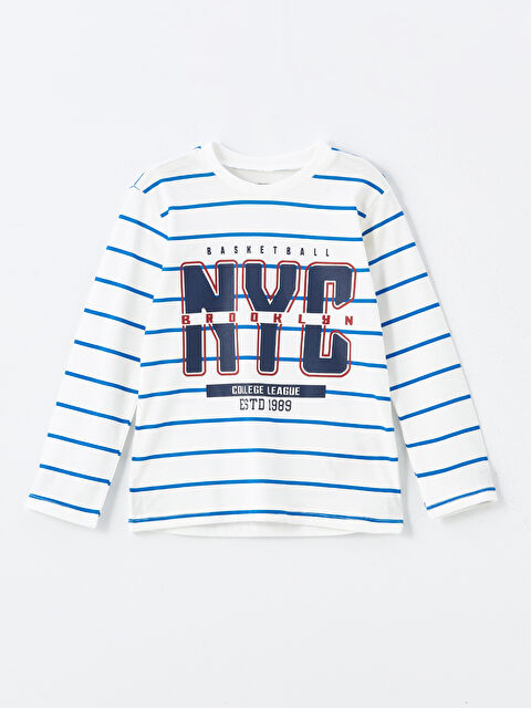 LCW Kids Bisiklet Yaka Kısa Kollu Çizgili Erkek Bebek Tişört - W4JC22Z1-LFC