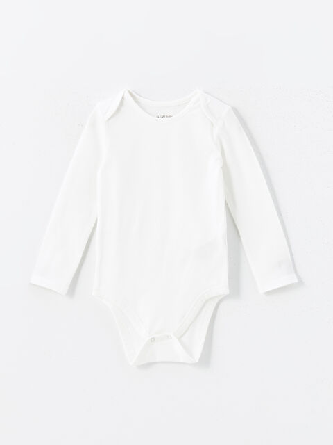 LCW Kids Bisiklet Yaka Uzun Kollu Basic Kız Bebek Çıtçıtlı Body