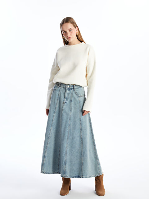 LCW Modest Loose Fit Kadın Jean Etek - W4JC52Z8-311