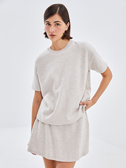 LCW Vision Bisiklet Yaka Düz Kısa Kollu Kadın Triko Kazak - W4JC83Z8-D5H