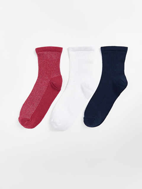 LCW ECO Kadın Düz Soket Çorap 3'lü - W4JD10Z8-RSW