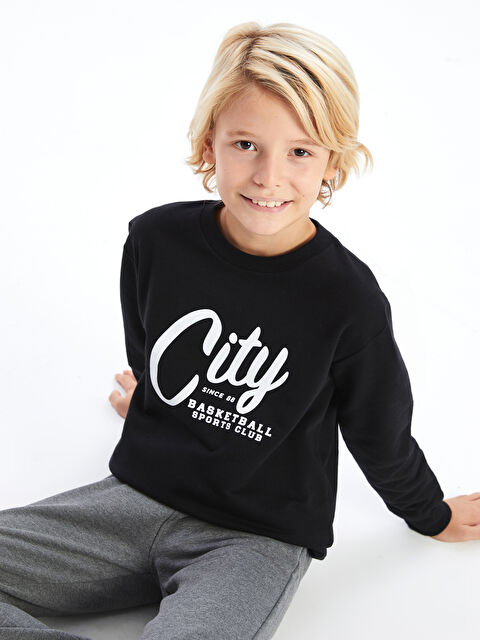 LCW Kids Bisiklet Yaka Erkek Çocuk Sweatshirt - W4JE37Z4-CVL