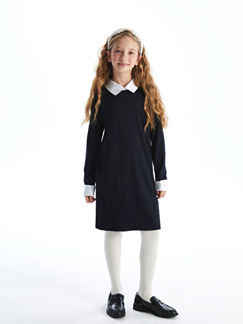 LCW Kids Polo Yaka Kız Çocuk Elbise - W4JE51Z4-CVL