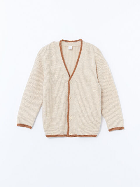 LCW Kids V Yaka Erkek Çocuk Triko Hırka - W4JF71Z1-QVK