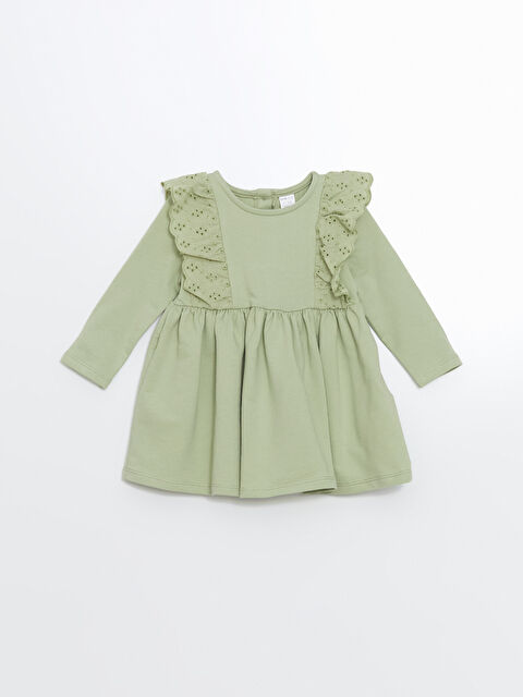 LCW ECO Bisiklet Yaka Fırfır Detaylı Uzun Kollu Kız Bebek Elbise - W4JG99Z1-FJY