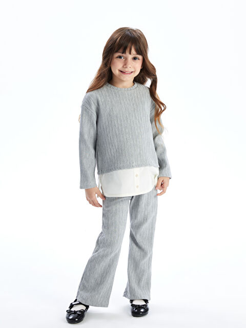 LCW Kids Bisiklet Yaka Kız Çocuk Bluz ve Tayt Pantolon 2'li - W4JH36Z1-JF7