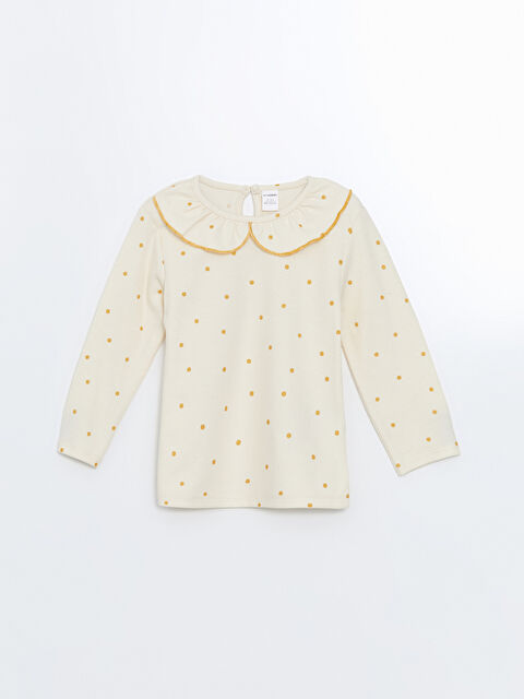 LCW Kids Bebe Yaka Puantiyeli Kız Çocuk Tişört - W4JH58Z1-LRA