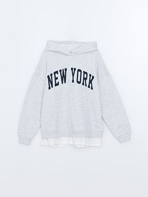 XSIDE Baskılı Oversize Kadın Kalın Hoodie - W4JH76Z8-LAL