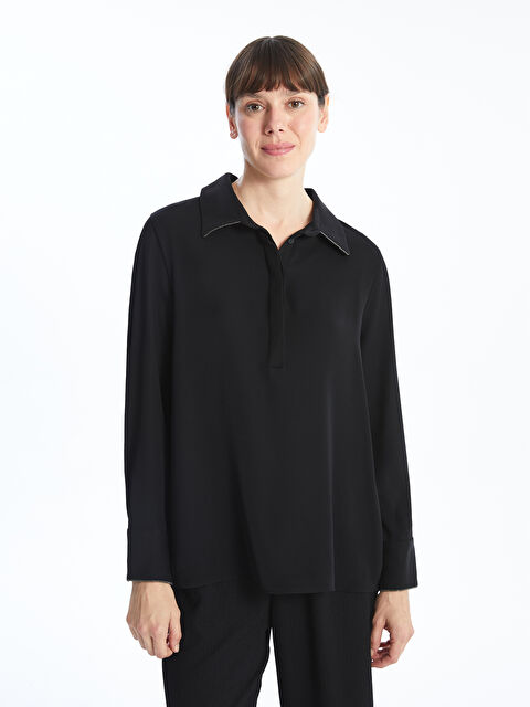 LCWAIKIKI Classic Kadın Gömlek Yaka Düz Bluz - W4JI04Z8-CVL