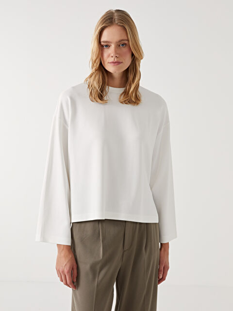 LCW Vision Bisiklet Yaka Oversize Kadın Sweatshirt - W4JI21Z8-FDV